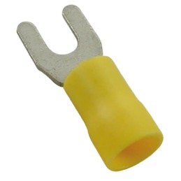 100 pcs - RS PRO Insulated Crimp Spade Connector, 0.2mm² to 0.5mm², 26AWG to 22AWG, M5 Stud Size Nylon, Yellow