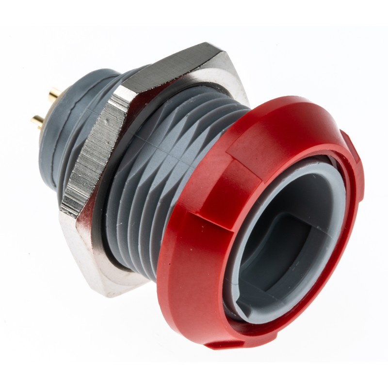 1 pcs - Lemo Circular Connector, 2 Contacts, Panel Mount, Socket, Female, IP50, Redel P Series