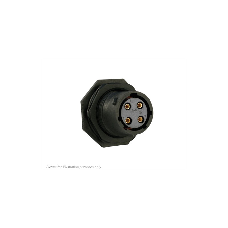 1 pcs - Souriau Circular Connector, 4 Contacts, Panel Mount, Plug, Female, IP68, IP69K, UTS Series