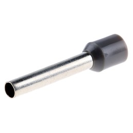 100 pcs - RS PRO Insulated Crimp Bootlace Ferrule, 18mm Pin Length, 3.2mm Pin Diameter, 4mm² Wire Size, Grey