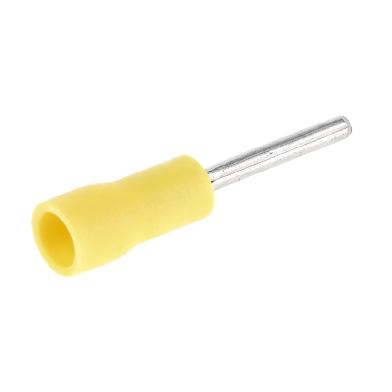 100 pcs - JST, FVPC Insulated Crimp Pin Connector, 0.2mm² to 0.5mm², 26AWG to 22AWG, 1.2mm Pin Diameter, 10mm Pin Length, Yello