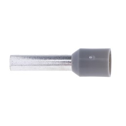 100 pcs - RS PRO Insulated Crimp Bootlace Ferrule, 12mm Pin Length, 3.2mm Pin Diameter, 4mm² Wire Size, Grey
