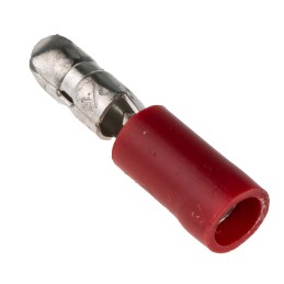 100 pcs - RS PRO Insulated Male Crimp Bullet Connector, 0.5mm² to 1.5mm², 22AWG to 16AWG, 4.3mm Bullet diameter, Red