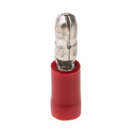 100 pcs - RS PRO Insulated Male Crimp Bullet Connector, 0.5mm² to 1.5mm², 22AWG to 16AWG, 4.3mm Bullet diameter, Red