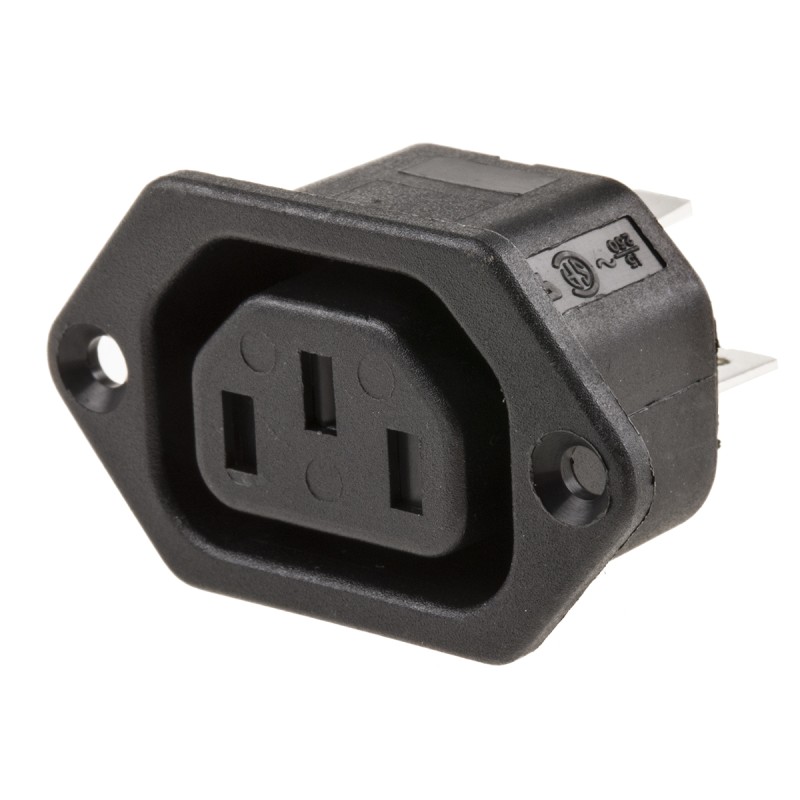 1 pcs - Bulgin C13 Panel Mount IEC Connector Socket, 10A, 250 V