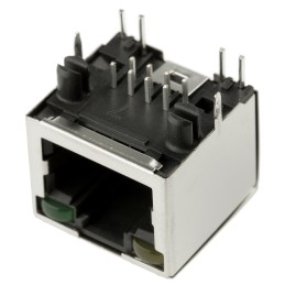 1 pcs - Amphenol ICC RJHS Series Female RJ45 Connector, Through Hole, Cat5e, Tin Plated Copper Alloy Shield