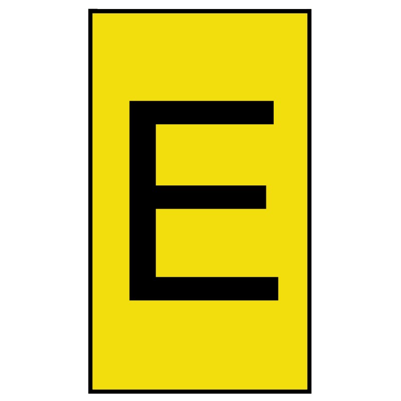 1 Bag of 250 - HellermannTyton Ovalgrip Slide On Cable Markers, Black on Yellow, Pre-printed 'E', 2.5 - 6mm Cable