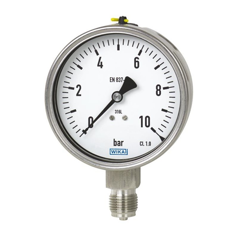 1 pcs - WIKA 1/2 Analogue Pressure Gauge 24bar Back Entry, 48780793, -1bar min.