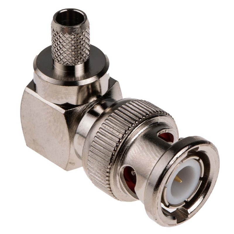 1 pcs - RS PRO, Plug Cable Mount BNC Connector, 75Ω, Crimp Termination, Right Angle Body