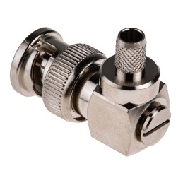 1 pcs - RS PRO, Plug Cable Mount BNC Connector, 75Ω, Crimp Termination, Right Angle Body