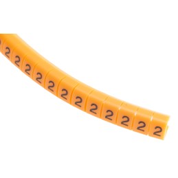 1 Reel of 100 - RS PRO Snap On Cable Markers, Black on Orange, Pre-printed '2', 4 - 5mm Cable