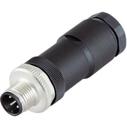 1 pcs - Binder Circular Connector, 4 Contacts, Cable Mount, M12 Connector, Plug, Male, IP67, 713 Series