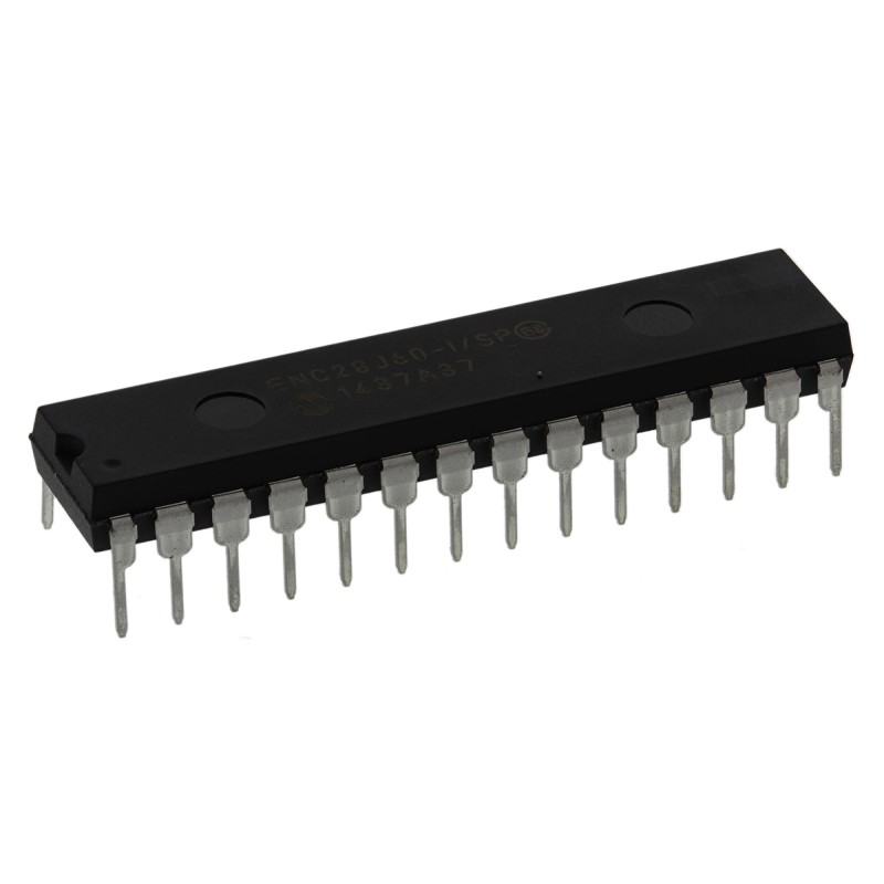 1 pcs - Microchip ENC28J60-I/SP, Ethernet Controller, 10Mbps, Serial-SPI, 3.3 V, 28-Pin SPDIP