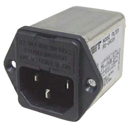 1 pcs - Roxburgh EMC 2A, 250 V ac Male Panel Mount IEC Filter RIR202C2H, Tab 2 Fuse