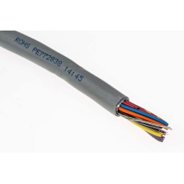 1 Reel of 30 M - Alpha Wire Alpha Essentials Control Cable, 15 Cores, 0.23 mm², Screened, 30m, Grey PVC Sheath, 24 AWG