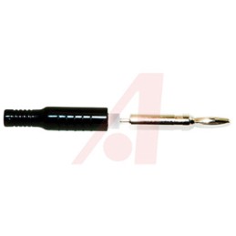 1 pcs - Mueller Electric Black Male Banana Plug, 4 mm Connector, Crimp, Solder Termination, 15A, 1500V dc, Nickel Plating