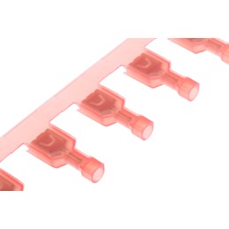 100 pcs - TE Connectivity Ultra-Fast .250 Red Insulated Female Spade Connector, Receptacle, 6.35 x 0.81mm Tab Size, 0.3mm² to