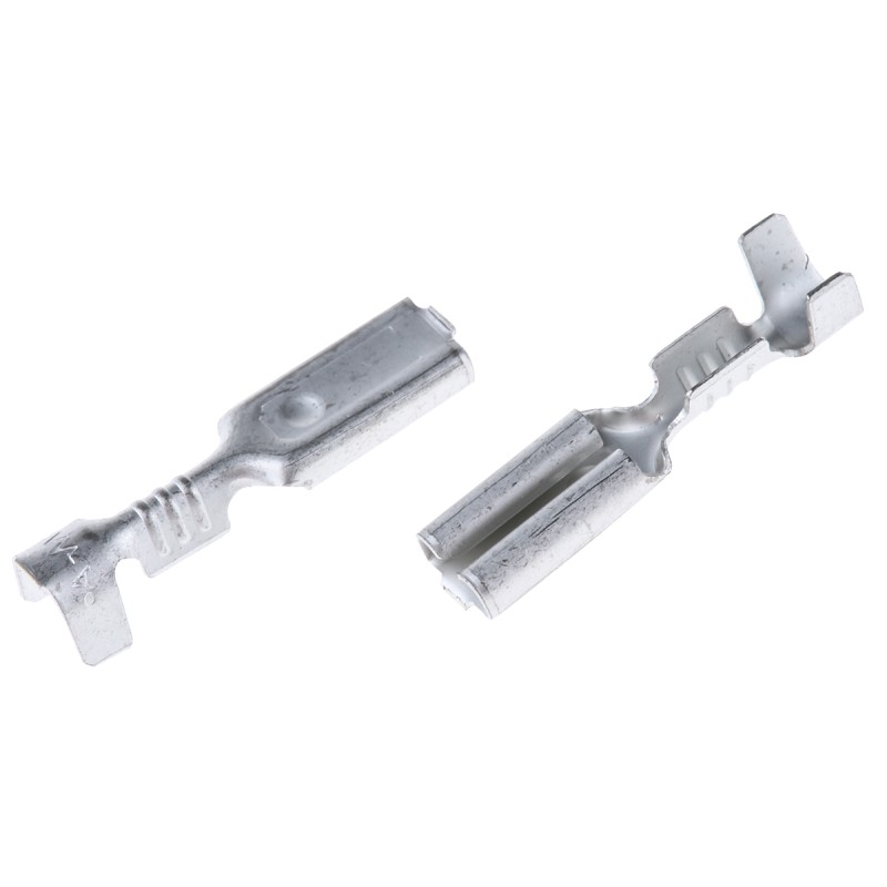 100 pcs - TE Connectivity FASTON .110 Uninsulated Female Spade Connector, Receptacle, 2.79mm Tab Size, 0.2mm² to 0.6mm²