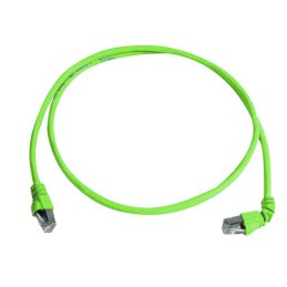 1 pcs - Telegartner Cat6a Right Angle Male RJ45 to Male RJ45 Ethernet Cable, S/FTP, Green LSZH Sheath, 1m