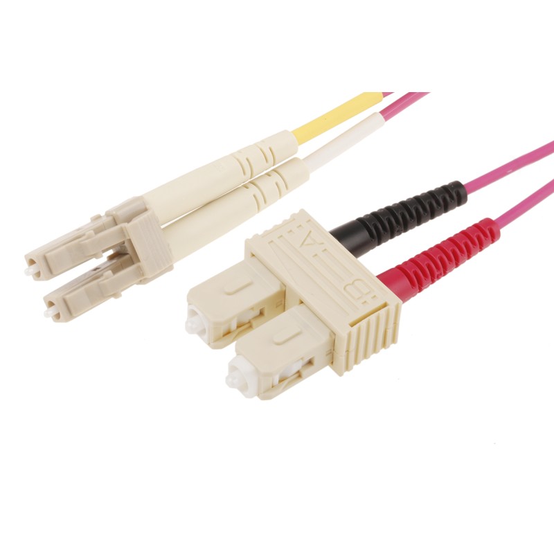 1 pcs - RS PRO LC to SC Duplex Multi Mode OM4 Fibre Optic Cable, 900μm, Violet, 5m