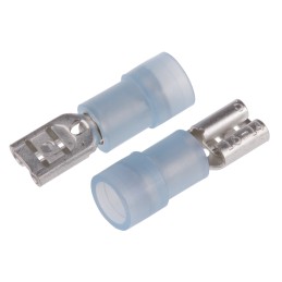 100 pcs - RS PRO Blue Insulated Female Spade Connector, Receptacle, 4.75 x 0.5mm Tab Size, 1.5mm² to 2.5mm²