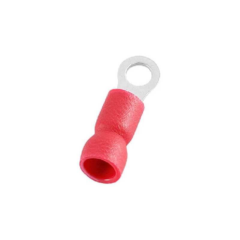 100 pcs - RS PRO Insulated Ring Terminal, M3.2 (4) Stud Size, 0.5mm² to 1.5mm² Wire Size, Red