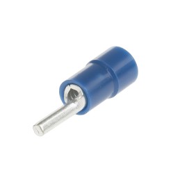 100 pcs - RS PRO Insulated, Tin Crimp Pin Connector, 1.5mm² to 2.5mm², 16AWG to 14AWG, 1.9mm Pin Diameter, 9mm Pin Length, Blue