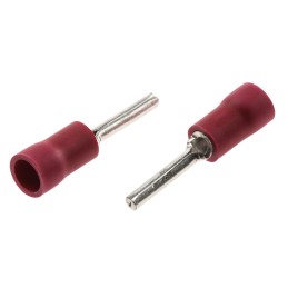 100 pcs - JST, FVPC Insulated Crimp Pin Connector, 0.25mm² to 1.65mm², 22AWG to 16AWG, 1.9mm Pin Diameter, 12mm Pin Length, Red