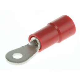 100 pcs - RS PRO Insulated Ring Terminal, M2 Stud Size, 0.25mm² to 1.5mm² Wire Size, Red