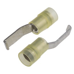 100 pcs - RS PRO Hooked Insulated Crimp Blade Terminal 17.2mm Blade Length, 4mm² to 6mm², 12AWG to 10AWG, Yellow