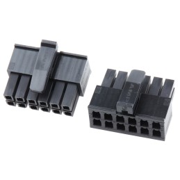 10 pcs - TE Connectivity, Micro MATE-N-LOK Female Connector Housing, 3mm Pitch, 12 Way, 2 Row