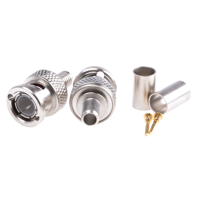 100 pcs - Radiall, Plug Cable Mount BNC Connector, 75Ω, Crimp Termination, Straight Body