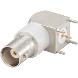 1 pcs - Rosenberger, jack PCB Mount BNC Connector, 50Ω, Through Hole Termination, Right Angle Body