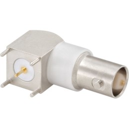 1 pcs - Rosenberger, jack PCB Mount BNC Connector, 50Ω, Through Hole Termination, Right Angle Body