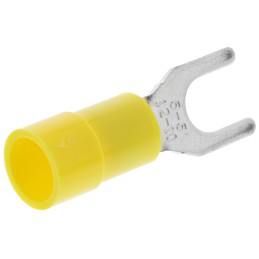 100 pcs - RS PRO Insulated Crimp Spade Connector, 4mm² to 6mm², 12AWG to 10AWG, M5 Stud Size Vinyl, Yellow