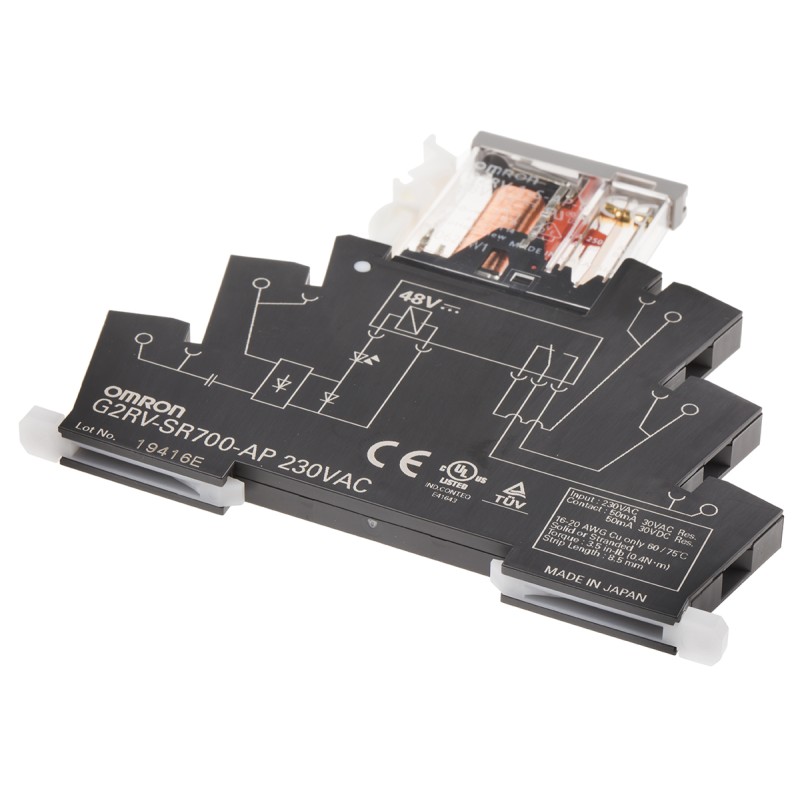 1 pcs - Omron G2RV Series Interface Relay, DIN Rail Mount, 230V ac Coil, SPDT, 1-Pole, 50mA Load