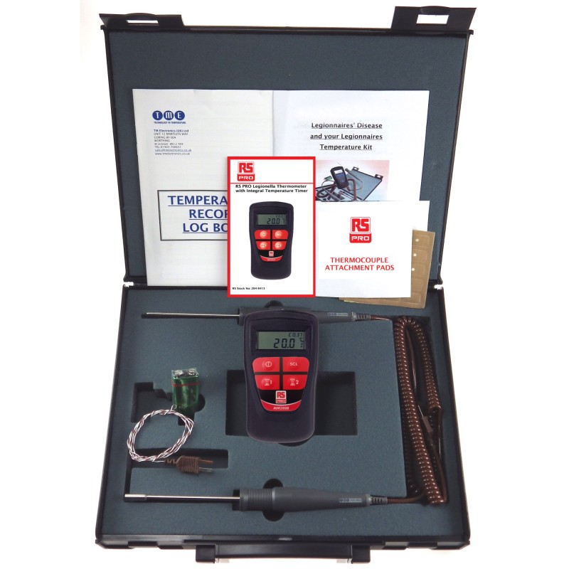 1 pcs - RS PRO Handheld Thermometer & Probe Kit for HVAC, Legionella Use, Type T Thermocouple Probe, 1 Input(s), +1372°C Max,
