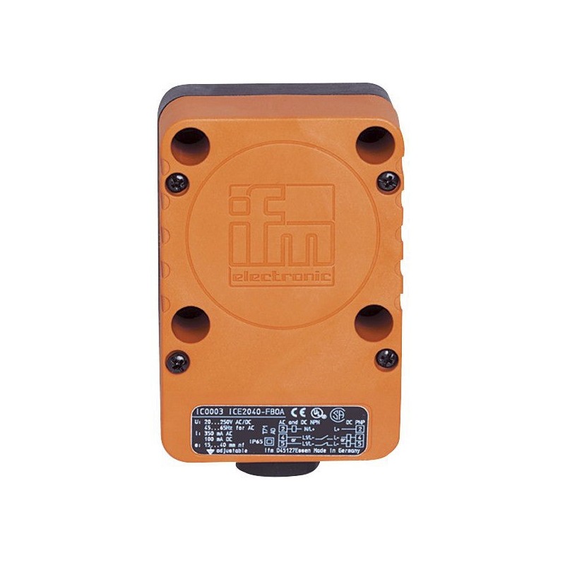 1 pcs - ifm electronic Inductive Block-Style Proximity Sensor, 40 mm Detection, PNP Output, 10 - 36 V dc, IP65