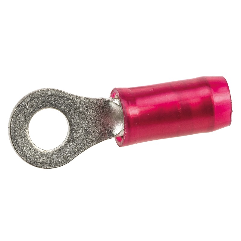 100 pcs - TE Connectivity, PIDG Insulated Ring Terminal, M3.5 Stud Size, 0.26mm² to 1.65mm² Wire Size, Red