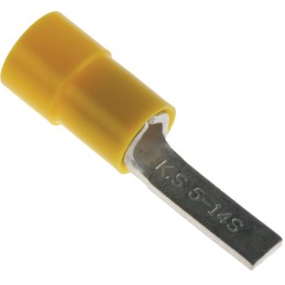100 pcs - RS PRO Insulated Crimp Blade Terminal 14mm Blade Length, 4mm² to 6mm², 12AWG to 10AWG, Yellow