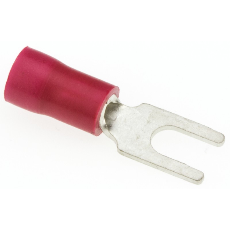 100 pcs - JST, A Insulated Crimp Spade Connector, 0.2mm² to 1.65mm², 22AWG to 16AWG, 3mm Stud Size Vinyl, Red
