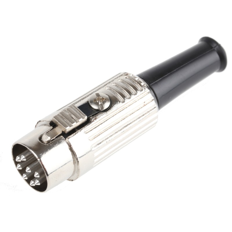 1 pcs - RS PRO 8 Pole Din Plug, 1A, 100 V ac, Push Lock, Male, Cable Mount
