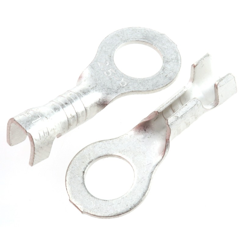 100 pcs - JST, LRB Uninsulated Ring Terminal, M5 Stud Size, 1mm² to 2.5mm² Wire Size