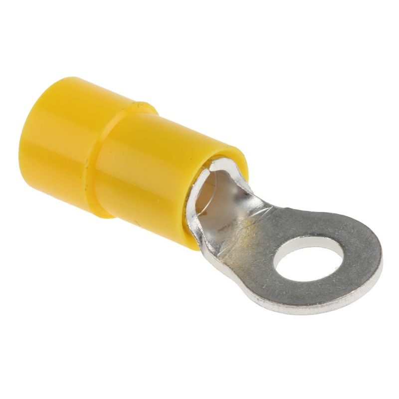 100 pcs - RS PRO Insulated Ring Terminal, M4 Stud Size, 4mm² to 6mm² Wire Size, Yellow