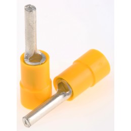 100 pcs - RS PRO Insulated, Tin Crimp Pin Connector, 4mm² to 6mm², 12AWG to 10AWG, 2.8mm Pin Diameter, 14mm Pin Length, Yellow