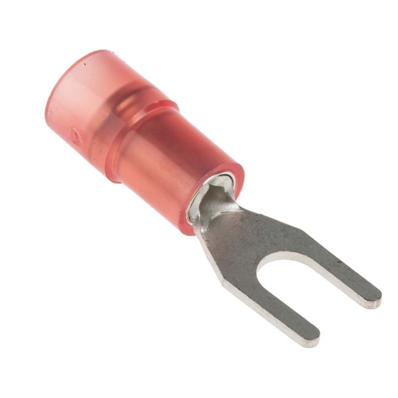 100 pcs - RS PRO Insulated Crimp Spade Connector, 0.5mm² to 1.5mm², 22AWG to 16AWG, 3.7mm Stud Size Nylon, Red