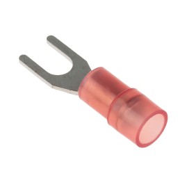 100 pcs - RS PRO Insulated Crimp Spade Connector, 0.5mm² to 1.5mm², 22AWG to 16AWG, 3.7mm Stud Size Nylon, Red
