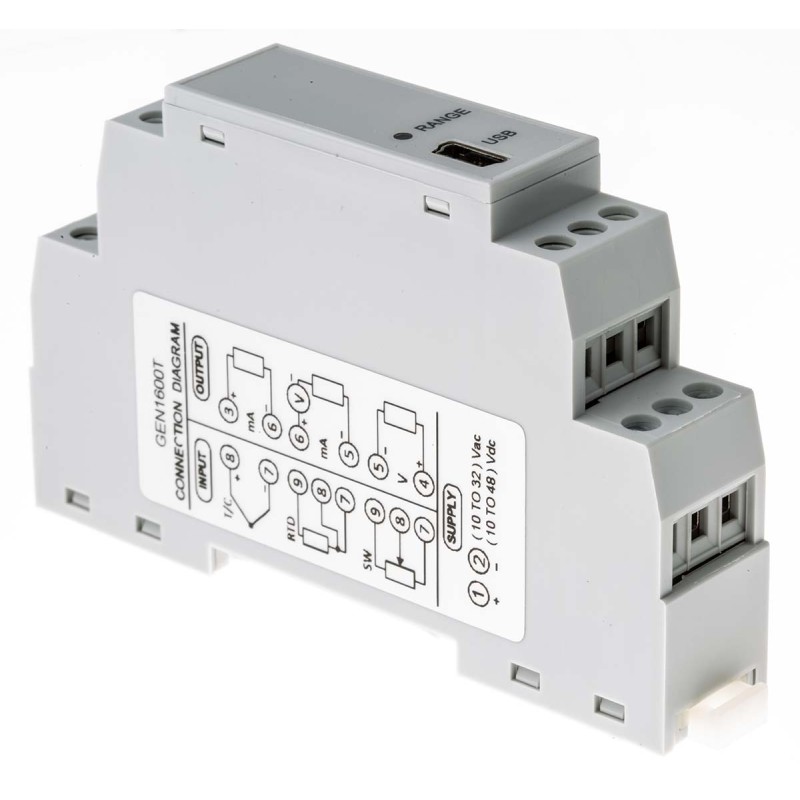 1 pcs - RS PRO Signal Conditioner, RTD, Thermocouple Input, Current, Voltage Output, 10 - 32 V ac, 10 - 48V dc
