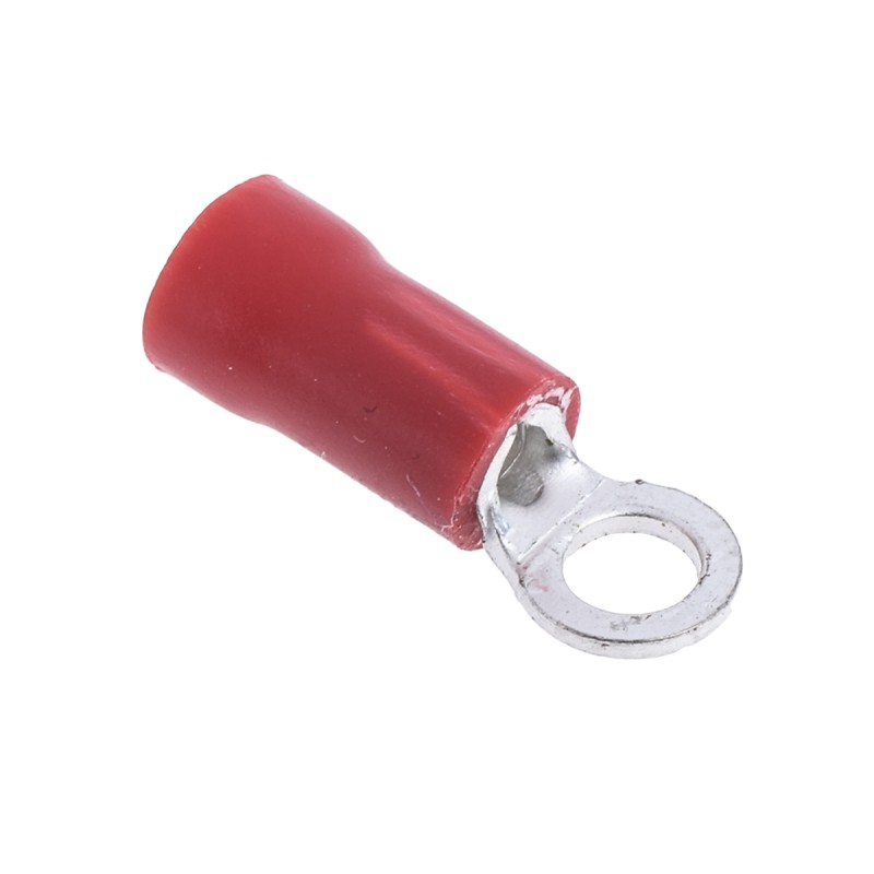 100 pcs - RS PRO Insulated Ring Terminal, M3 Stud Size, 0.5mm² to 1.5mm² Wire Size, Red