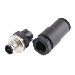 1 pcs - Binder Circular Connector, 4 Contacts, Cable Mount, M12 Connector, Socket, Male, IP67, 813 Series